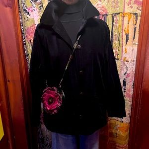 PUTUMAYO Black crushed velvet cotton Shacket